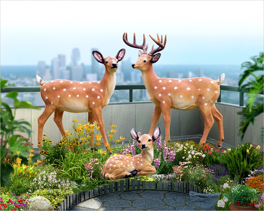 deer sculpture in garden
